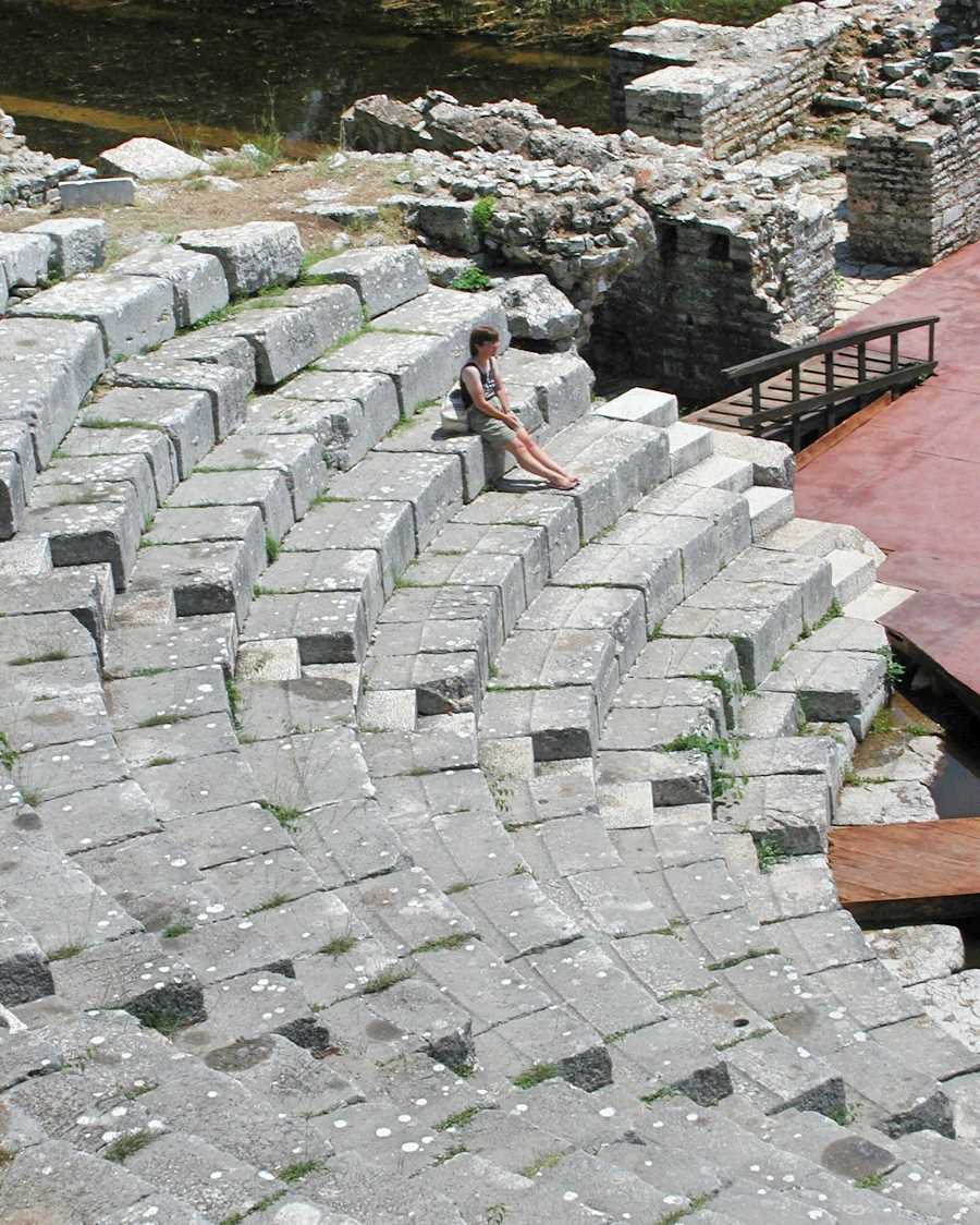Theatre goer in Butrint