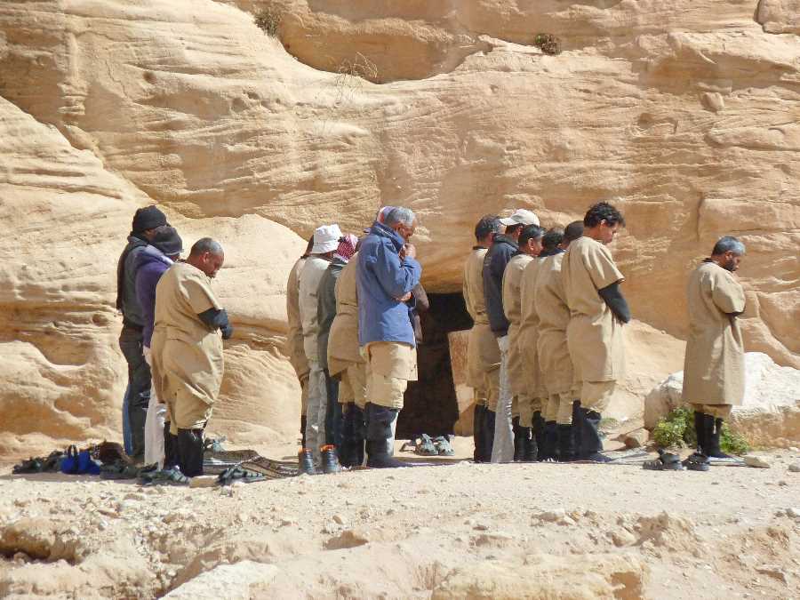 Petra workers take a break to pray