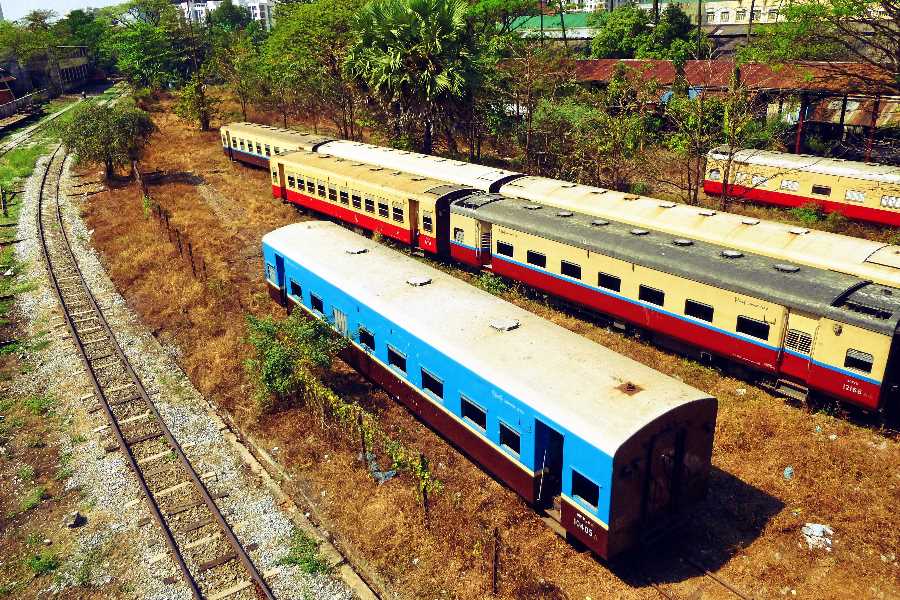 Yangon Circle Line Train Carriages. Myanmar