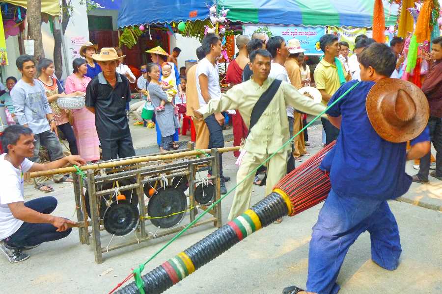 There's music played on traditional instruments