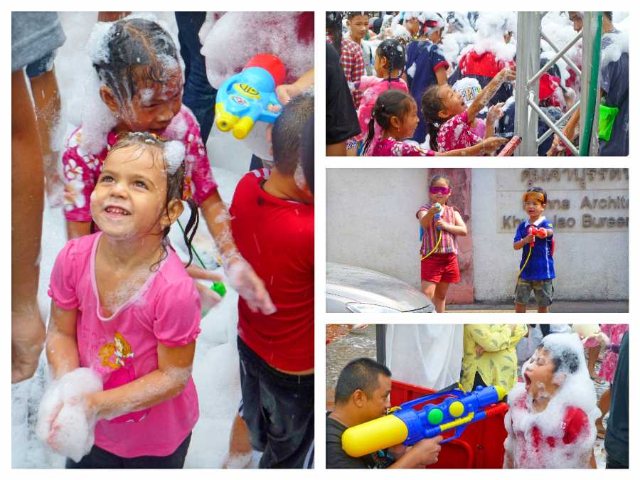 Children enoying Songkran in Chiang Mai