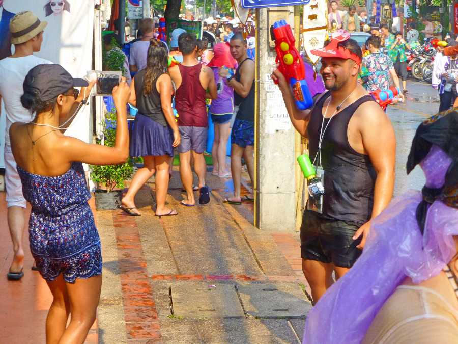 Man posing for photo during Songkran