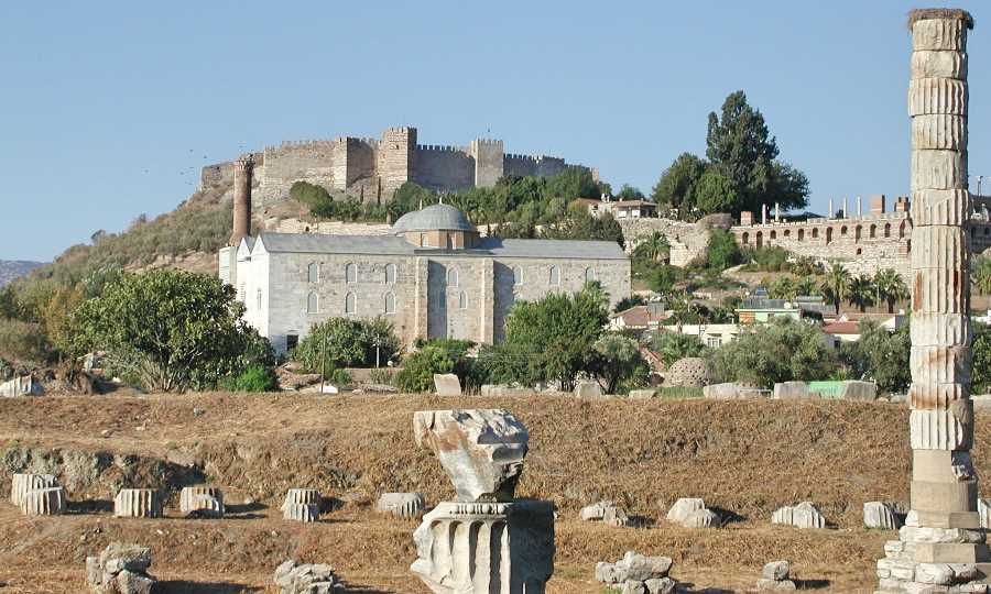 There's not much left of the nearby Temple of Artemis, one of the Seven Wonders of the Ancient World