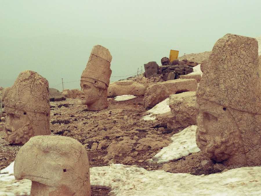 Mt Nemrut mountain topped with snow