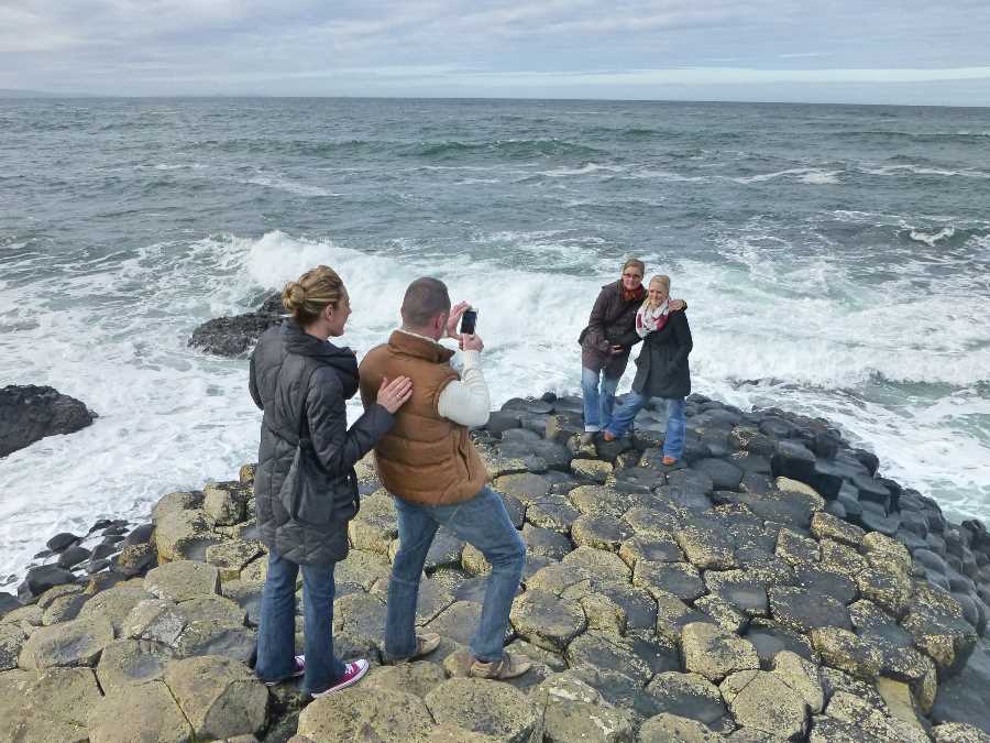 The unusual hexagonal rock formations formed either millions years in the past through geological forces
