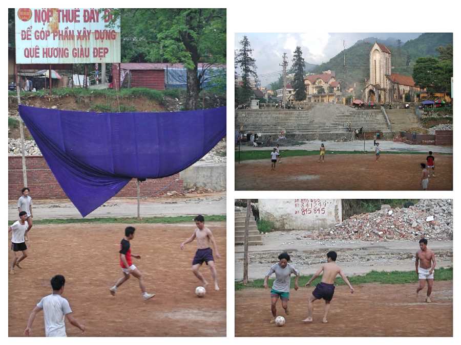 A game on the dirt football pitch in Sapa, Vietnam