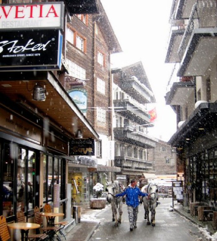 Getting ready for the work day in Zermatt, Switzerland.
