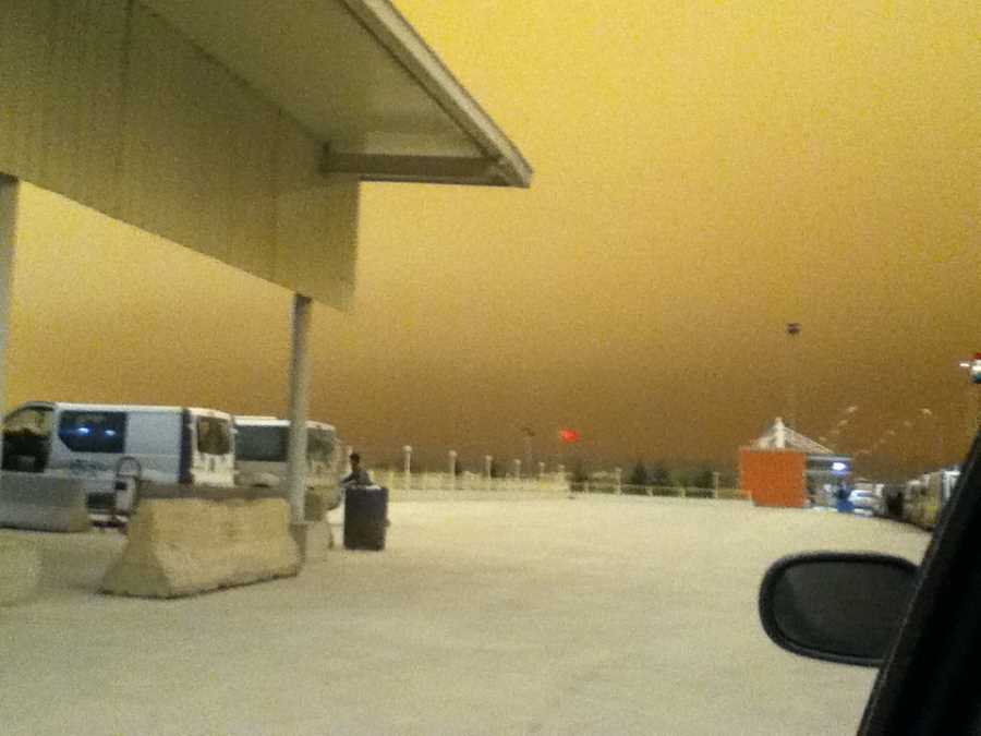 Orange skies when we crossed the Tigris into Turkey