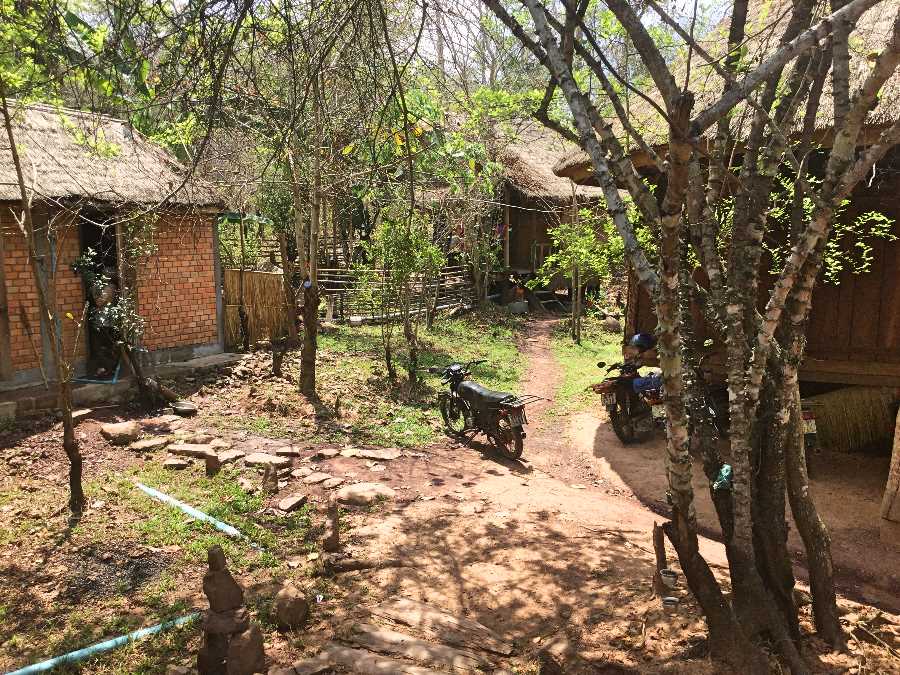 The architecture is inspired by a traditional house of the Katou, an ethnic group in southern Laos